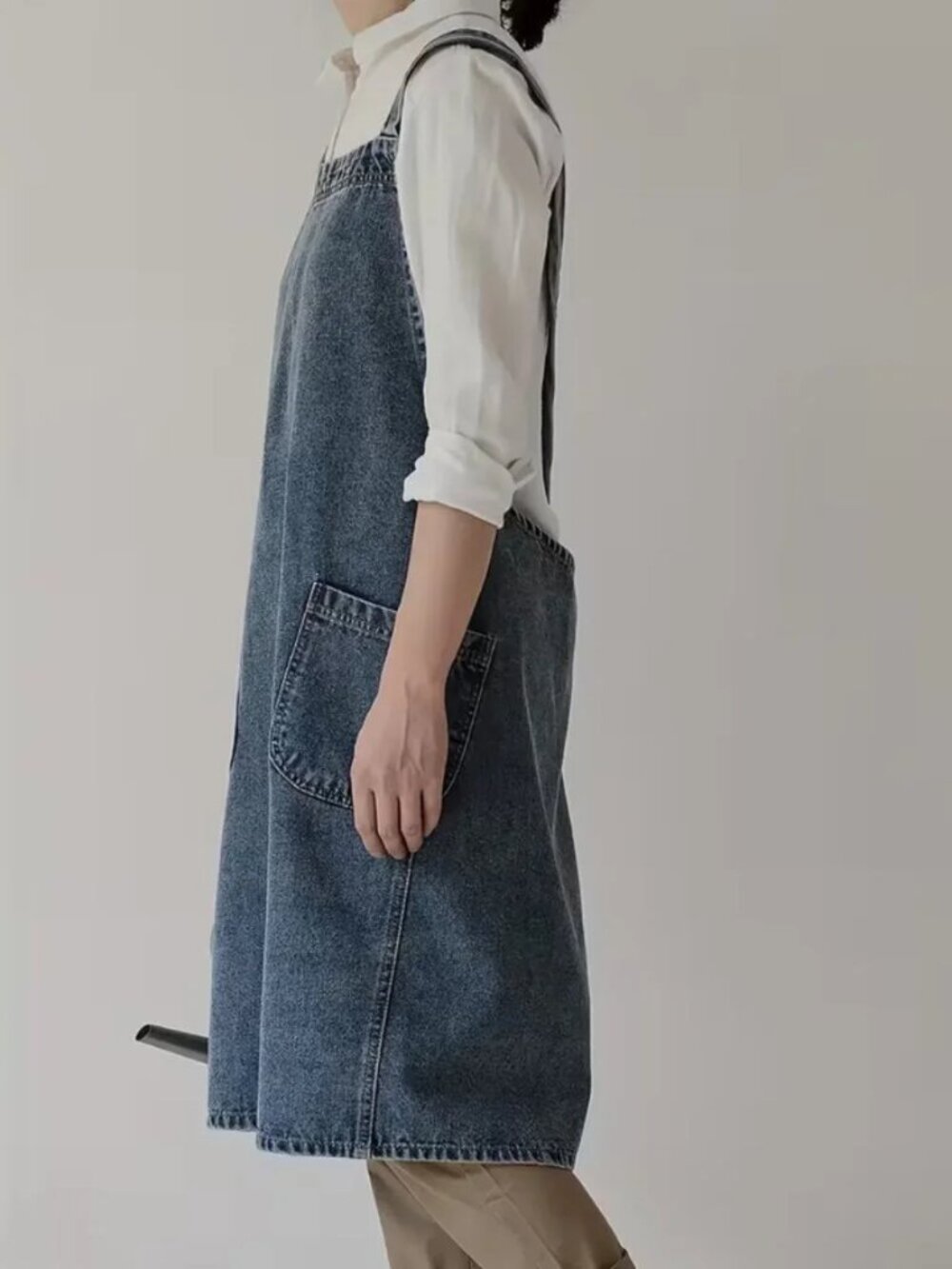 Japanese-Style Denim Apron Dress - Picture 6 of 6
